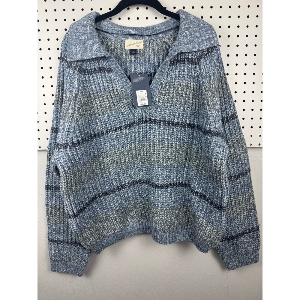 Universal Thread Blue Stripe Chunky Knit Polo Sweater XXL New With Tags AK-944